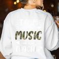 Team Music Teacher Camo Teacher Student Back To School Women's Sweatshirt Back Print White Team Music Teacher Camo Teacher Student Back To School Women's Sweatshirt Back Print White