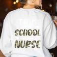 Team School Nurse Camo Teacher Student Back To School For Men Women Women's Sweatshirt Back Print White Team School Nurse Camo Teacher Student Back To School For Men Women Women's Sweatshirt Back Print White