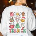 Team TK Teacher Christmas Groovy Smile Face Girl Boy Kid TK Women's Sweatshirt Back Print White Team TK Teacher Christmas Groovy Smile Face Girl Boy Kid TK Women's Sweatshirt Back Print White