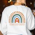Technology Teacher Rainbow Appreciation Day Back To School For Men Women Women's Sweatshirt Back Print White Technology Teacher Rainbow Appreciation Day Back To School For Men Women Women's Sweatshirt Back Print White