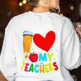 Teens Graduation I Heart My Teachers I Love My Teachers Women's Sweatshirt Back Print White Teens Graduation I Heart My Teachers I Love My Teachers Women's Sweatshirt Back Print White
