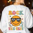 Test Day Rock The Test Teacher Testing Day You Got This Women's Sweatshirt Back Print White Test Day Rock The Test Teacher Testing Day You Got This Women's Sweatshirt Back Print White