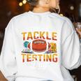 Test Day State Football Tackle Testing Day Sports Teacher Women's Sweatshirt Back Print White