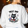 Test Day Stressed Cat Teacher Student Kids Testing Day Women's Sweatshirt Back Print White Test Day Stressed Cat Teacher Student Kids Testing Day Women's Sweatshirt Back Print White