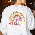 TGIF Teacher Appreciation Alphabet Thank God It's Friday For Men Women Girls Kids Women's Sweatshirt Back Print White TGIF Teacher Appreciation Alphabet Thank God It's Friday For Men Women Girls Kids Women's Sweatshirt Back Print White