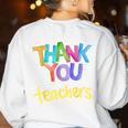 Thank You Teacher Appreciation Graduation Men Women Girls Kids Women's Sweatshirt Back Print White Thank You Teacher Appreciation Graduation Men Women Girls Kids Women's Sweatshirt Back Print White