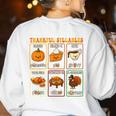 Thankful Syllables Thanksgiving Phonics Reading Teacher Fall Women's Sweatshirt Back Print White Thankful Syllables Thanksgiving Phonics Reading Teacher Fall Women's Sweatshirt Back Print White