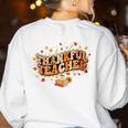 Thankful Teacher Shirts For Women Teach Thanksgiving Teacher Women's Sweatshirt Back Print White Thankful Teacher Shirts For Women Teach Thanksgiving Teacher Women's Sweatshirt Back Print White