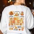 Thanksgiving One Thankful Art Teacher Fall Groovy Men Women Women's Sweatshirt Back Print White Thanksgiving One Thankful Art Teacher Fall Groovy Men Women Women's Sweatshirt Back Print White