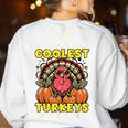 Thanksgiving I Teach Coolest Turkeys Teacher Fall Women Men Women's Sweatshirt Back Print White Thanksgiving I Teach Coolest Turkeys Teacher Fall Women Men Women's Sweatshirt Back Print White
