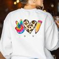 Tie Dye Hippie Peace Love Teach Teacher Appreciation Women's Sweatshirt Back Print White Tie Dye Hippie Peace Love Teach Teacher Appreciation Women's Sweatshirt Back Print White