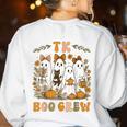 TK Boo Crew Preppy Halloween Floral Ghost TK Teacher Team TK Women's Sweatshirt Back Print White TK Boo Crew Preppy Halloween Floral Ghost TK Teacher Team TK Women's Sweatshirt Back Print White