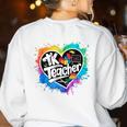 TK Teacher Transitional Kindergarten Heart Back To School Women's Sweatshirt Back Print White TK Teacher Transitional Kindergarten Heart Back To School Women's Sweatshirt Back Print White
