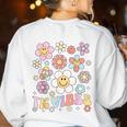 TK Vibes Back To School TK Girl Kid TK Team TK Teacher Women Women's Sweatshirt Back Print White