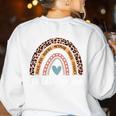 Toddler Teacher Rainbow Leopard Infant Teacher Men Women Women's Sweatshirt Back Print White Toddler Teacher Rainbow Leopard Infant Teacher Men Women Women's Sweatshirt Back Print White