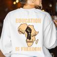 History Education Is Freedom African Map Black Teacher Women's Sweatshirt Back Print White History Education Is Freedom African Map Black Teacher Women's Sweatshirt Back Print White
