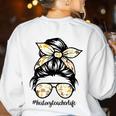 History Teacher Messy Bun Life Hair Glasses Women's Sweatshirt Back Print White History Teacher Messy Bun Life Hair Glasses Women's Sweatshirt Back Print White