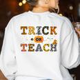 Trick Or Teach Funny School Teacher Halloween Costume Women's Sweatshirt Back Print White Trick Or Teach Funny School Teacher Halloween Costume Women's Sweatshirt Back Print White