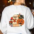 Trick Or Teach Retro Halloween Teacher Women Men Costume Women's Sweatshirt Back Print White Trick Or Teach Retro Halloween Teacher Women Men Costume Women's Sweatshirt Back Print White