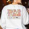 Trick Or Teach With Symbols Special Education Teacher Spooky Women's Sweatshirt Back Print White Trick Or Teach With Symbols Special Education Teacher Spooky Women's Sweatshirt Back Print White