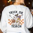 Trick Or Teach Teacher Women's Sweatshirt Back Print White Trick Or Teach Teacher Women's Sweatshirt Back Print White