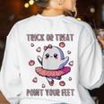Trick Or Treat Point Your Feet Halloween Ghost Dance Teacher Women's Sweatshirt Back Print White Trick Or Treat Point Your Feet Halloween Ghost Dance Teacher Women's Sweatshirt Back Print White