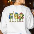 Trio Cute Frogs Welcome Back To School Teachers Girls Boys Women's Sweatshirt Back Print White Trio Cute Frogs Welcome Back To School Teachers Girls Boys Women's Sweatshirt Back Print White