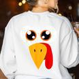 Turkey Face Halloween Costume Thanksgiving Teacher Nurse Women's Sweatshirt Back Print White