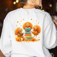 Turkey Read Books Reading Fall Thanksgiving Teacher Women's Sweatshirt Back Print White Turkey Read Books Reading Fall Thanksgiving Teacher Women's Sweatshirt Back Print White