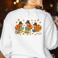 Turkey Reading Books Fall Thanksgiving Teacher Student Women's Sweatshirt Back Print White Turkey Reading Books Fall Thanksgiving Teacher Student Women's Sweatshirt Back Print White