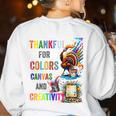 Turkey Thanksgiving Art Teacher Costume Tee For Artists Women's Sweatshirt Back Print White Turkey Thanksgiving Art Teacher Costume Tee For Artists Women's Sweatshirt Back Print White