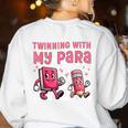 Twinning With My Para Teacher Matching Paraprofessional 70s For Men Women Women's Sweatshirt Back Print White Twinning With My Para Teacher Matching Paraprofessional 70s For Men Women Women's Sweatshirt Back Print White