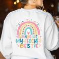 Twinning With My Teacher Bestie Rainbow Matching Teachers Women's Sweatshirt Back Print White