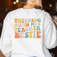 Twinning With My Teacher Bestie Twin Day Matching For Men Women Kids Women's Sweatshirt Back Print White