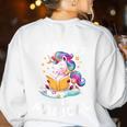 Unicorn Teacher Reading Is Magical Book Women's Sweatshirt Back Print White Unicorn Teacher Reading Is Magical Book Women's Sweatshirt Back Print White