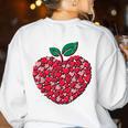 Valentines Day Teacher Hearts Apple Love Teach Women Men Women's Sweatshirt Back Print White Valentines Day Teacher Hearts Apple Love Teach Women Men Women's Sweatshirt Back Print White