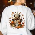 Vintage Ghost Book Reading Pumpkin Gothic Halloween Teachers Men Women Kids Women's Sweatshirt Back Print White Vintage Ghost Book Reading Pumpkin Gothic Halloween Teachers Men Women Kids Women's Sweatshirt Back Print White