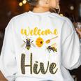 Welcome To The Hive Bee Teacher Back To School Women's Sweatshirt Back Print White