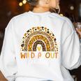 Wild About Reading Teacher Back To School Leopard Rainbow Women's Sweatshirt Back Print White