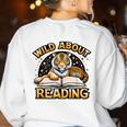 Wild About Reading Tiger For Teachers & Students Women's Sweatshirt Back Print White Wild About Reading Tiger For Teachers & Students Women's Sweatshirt Back Print White