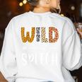 Wild About Speech SLP Leopard Teacher Back To School Kids Women's Sweatshirt Back Print White