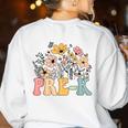 Wildflower Pre-K Preschool Team Floral Teacher Girls Women's Sweatshirt Back Print White