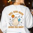 Will Give Math Advice For Candy Math Ghost Teacher Halloween Women's Sweatshirt Back Print White