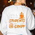 Will Trade Students For Candy Halloween Costume Teacher Women's Sweatshirt Back Print White