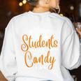 Will Trade Students For Candy Halloween Costume Teacher Women's Sweatshirt Back Print White Will Trade Students For Candy Halloween Costume Teacher Women's Sweatshirt Back Print White