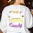 Will Trade Students For Candy Teacher Cute Halloween Costume Women's Sweatshirt Back Print White Will Trade Students For Candy Teacher Cute Halloween Costume Women's Sweatshirt Back Print White