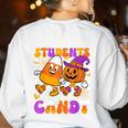 Will Trade Students For Candy Teacher Halloween Women's Sweatshirt Back Print White Will Trade Students For Candy Teacher Halloween Women's Sweatshirt Back Print White