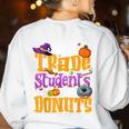 Will Trade Students For Donuts Halloween Teacher Women's Sweatshirt Back Print White Will Trade Students For Donuts Halloween Teacher Women's Sweatshirt Back Print White