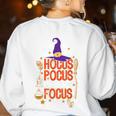 Witchy Halloween Hocus Pocus Everybody Focus Teacher Pumpkin Women's Sweatshirt Back Print White Witchy Halloween Hocus Pocus Everybody Focus Teacher Pumpkin Women's Sweatshirt Back Print White