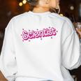 Women Retro Pink Scientist Science Teacher Back To School Women's Sweatshirt Back Print White Women Retro Pink Scientist Science Teacher Back To School Women's Sweatshirt Back Print White